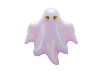Isolated ghost for Halloween party, 3d rendering of spooky creature, cartoon monster