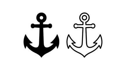 Outline of a ship anchor icon representing maritime navigation and stability isolated on transparent background
