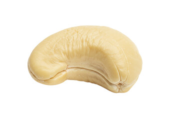 Isolated cashew nut, close up of a healthy raw snack, vegetarian or vegan ingredient, food staple