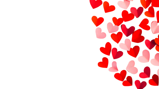 Red and pink paper hearts on a transparent background PNG - Powered by Adobe