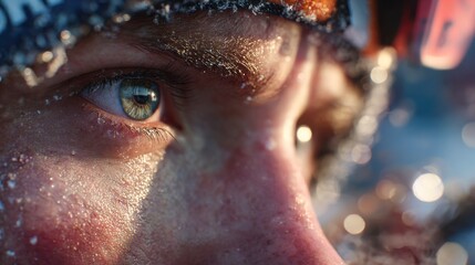 Photorealistic Close-Up of Biathlete Aiming at Target.