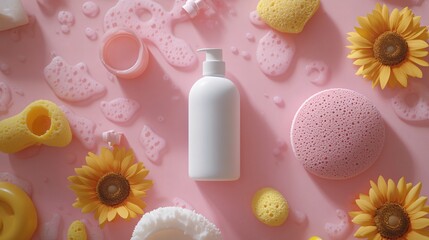 Soft Pink Background with Baby Products
