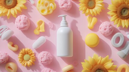 Elegant Pink Background with Baby Products