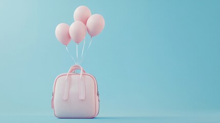 Whimsical Pink School Bag with Floating Balloons