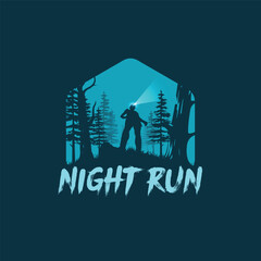 forest night run silhouette illustration vector image