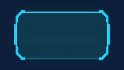 Futuristic digital hud interface animation with glowing blue frame and grid background for sci-fi dashboards and overlays
hud frame reveal animation with vhs retro or glitch effect
- Powered by Adobe