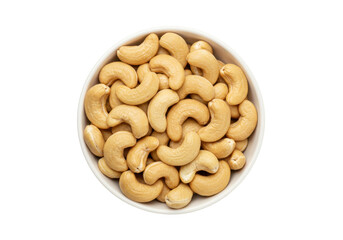 Isolated cashew nuts in a white bowl, a delicious and healthy snack to enjoy any time