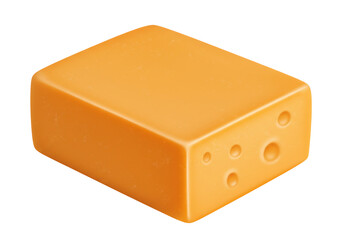 Isolated orange cheese block for snack, grilled food, delicious dinner, lunch, or gourmet cooking