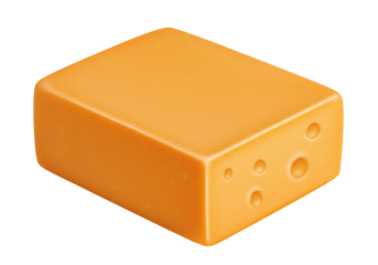 Isolated orange cheese block for snack, grilled food, delicious dinner, lunch, or gourmet cooking