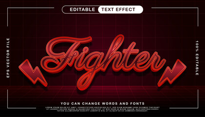 fighter Red Text Effect with Lightning Bolts for Fighter Theme Designs