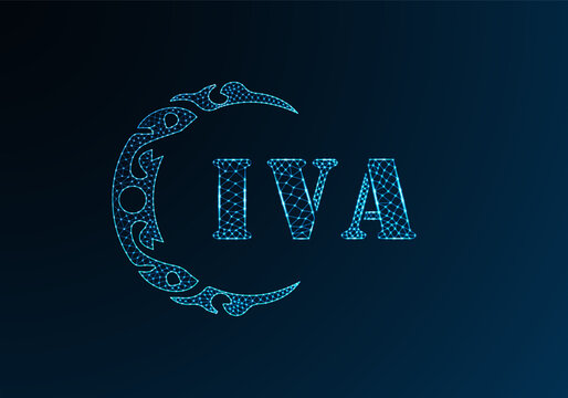 Low poly letter logo IVA design. IVA letter logo low poly vector design on blue color gradient background. IVA logo low poly design
