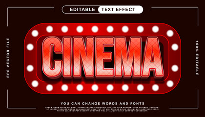 Editable Retro Cinema Marquee Text Effect with Glowing Bulbs – Vintage Movie Theater Sign Style 