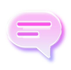 Vibrant Glowing Chat Bubble icon with 3D effect and glassmorphism - Jelly message symbol in pink and purple neon gradient