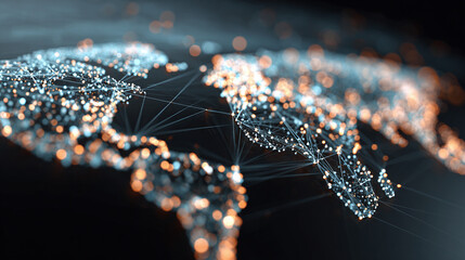 A digital representation of the world, highlighting interconnected global networks