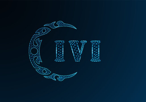 Low poly letter logo IVI design. IVI letter logo low poly vector design on blue color gradient background. IVI logo low poly design