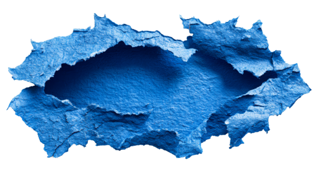 Torn Blue Textured Paper Material Revealing Depth