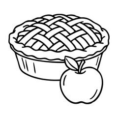 Dibujo de tarta de manzana con manzana