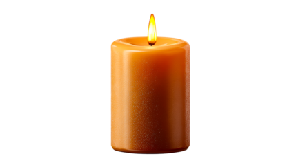 Burning Pillar Candle with Textured Surface