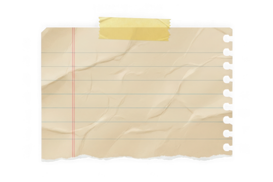 Paper crumpled notebook sheet with tape