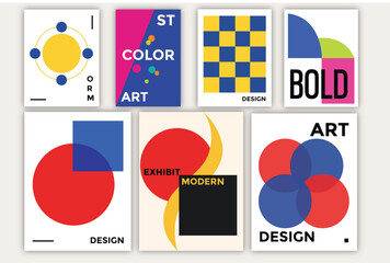 Modern Geometric Abstract Poster Set &mdash; Minimalist Bauhaus Style Design Templates for Art and Branding