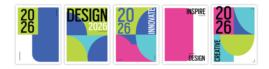 Modern Abstract Poster Set &mdash; Colorful Geometric Design Templates for 2026 Branding and Creative Layouts
