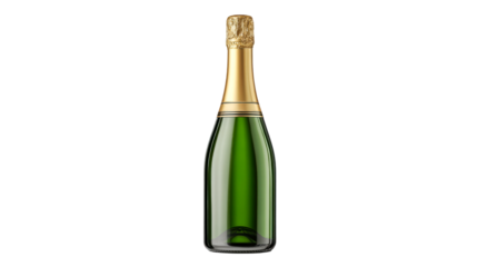 Sealed Green Glass Bottle with Gold Foil Cap and Label Band