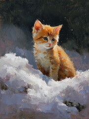 A little kitten in the snow