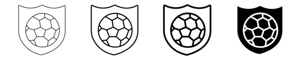 Obraz premium Set of minimalist soccer football ball shield vector icons, perfect for sport emblems, team logos, championship awards, athletic event branding, graphic design projects, tournament graphics.