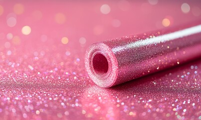 Pink glitter sparkling shiny wrapping paper as a background, ideal for festive events, celebrations, and holiday promotions. This vibrant and glimmering backdrop sets the tone, Generative AI