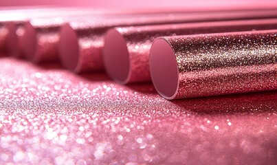 Pink glitter sparkling shiny wrapping paper as a background, ideal for festive events, celebrations, and holiday promotions. This vibrant and glimmering backdrop sets the tone, Generative AI