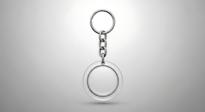 Blank Round Keychain Mockup on a White Background.