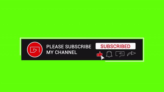 Please Subscribe my channel button notification green screen | Black modern button