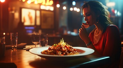 Gastronome Enjoying Exquisite Restaurant Meal
