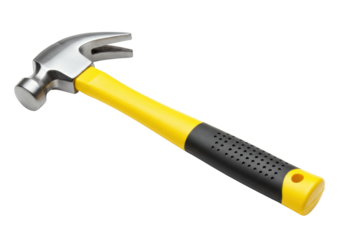 Isolated claw hammer, a manual hand tool used for driving nails and disassembling wooden objects