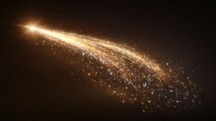 A celestial, radiant golden comet streaks across the dark, vast expanse