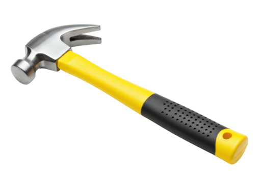 Isolated claw hammer, a manual hand tool used for driving nails and disassembling wooden objects