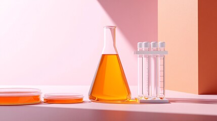 Laboratory glassware and Petri dishes setup