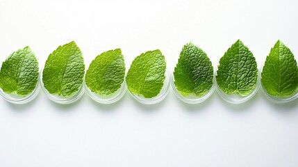 Green Fish Mint Leaves in Petri Dishes