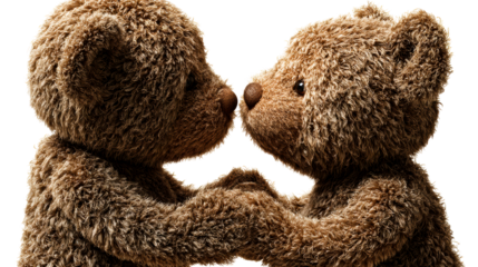Two teddy bears sharing an intimate moment