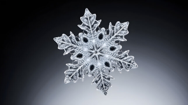Macro Photograph of Detailed Snowflake Crystal