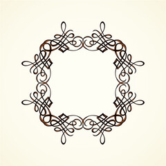 Old cute romantic book ribbon bow swirly tag swoosh element isolated on white paper card backdrop. Freehand black ink pen outline drawn curly corner sketchy in artistic rustic curlicue scrawl style