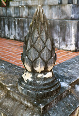 Lotus Shaped Finial at the Main Chedi's Base of Wat Phra That Chang Kham Worawihan Temple, Mueang Nan District, Nan Province, Northern Thailand
