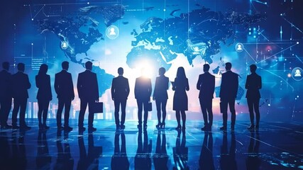 Global business team gazing towards future of innovative technology and networks - Powered by Adobe