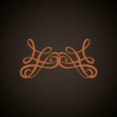 Old cute romantic book ribbon bow swirly tag swoosh element isolated on white paper card backdrop. Freehand black ink pen outline drawn curly corner sketchy in artistic rustic curlicue scrawl style