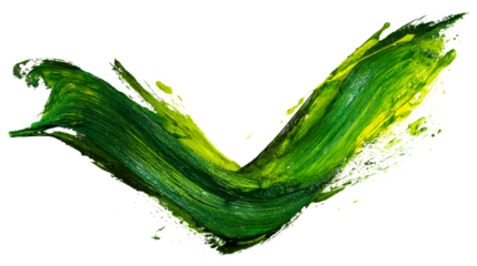 Thick green and yellow acrylic paint stroke textured