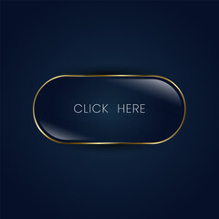 Sleek black luxury button with golden edges and elegant-Click Here-text, perfect for premium web interfaces. The Elegant Buttons vector illustration