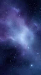 Fototapeta premium Serene blue and purple nebula glowing in vast cosmos. celestial background of distant galaxy filled with star formations creating sense of wonder and mystery