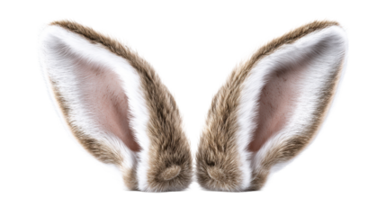 Fluffy Bunny Ears on White Background