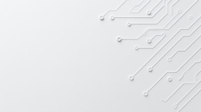 Clean abstract background with futuristic white circuit pattern. minimal technology concept showing line and connection, perfect for modern and simple designs with copy space