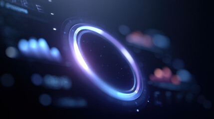 Futuristic glowing blue light circle mysterious abstract technology background. Digital concept with neon energy, creating dynamic and modern backdrop for science or innovation